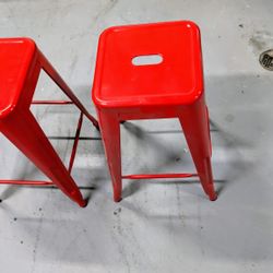 Red Metal Stools