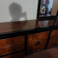 Glossy Wooden Dresser with Mirror