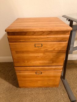 2-Drawer Oak Wood Filing Cabinet