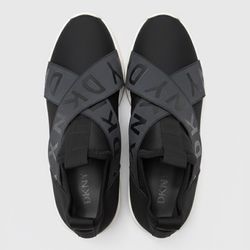 DKNY Women’s 7.5M Black Logo Slip-On Platform Sneakers