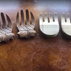 A Wood Salad Hands 2 sets for $4. Original price $16.and a wooden salad bowl all for$4