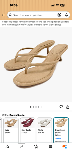 Brown Suede Kitten Heel Flip Flops