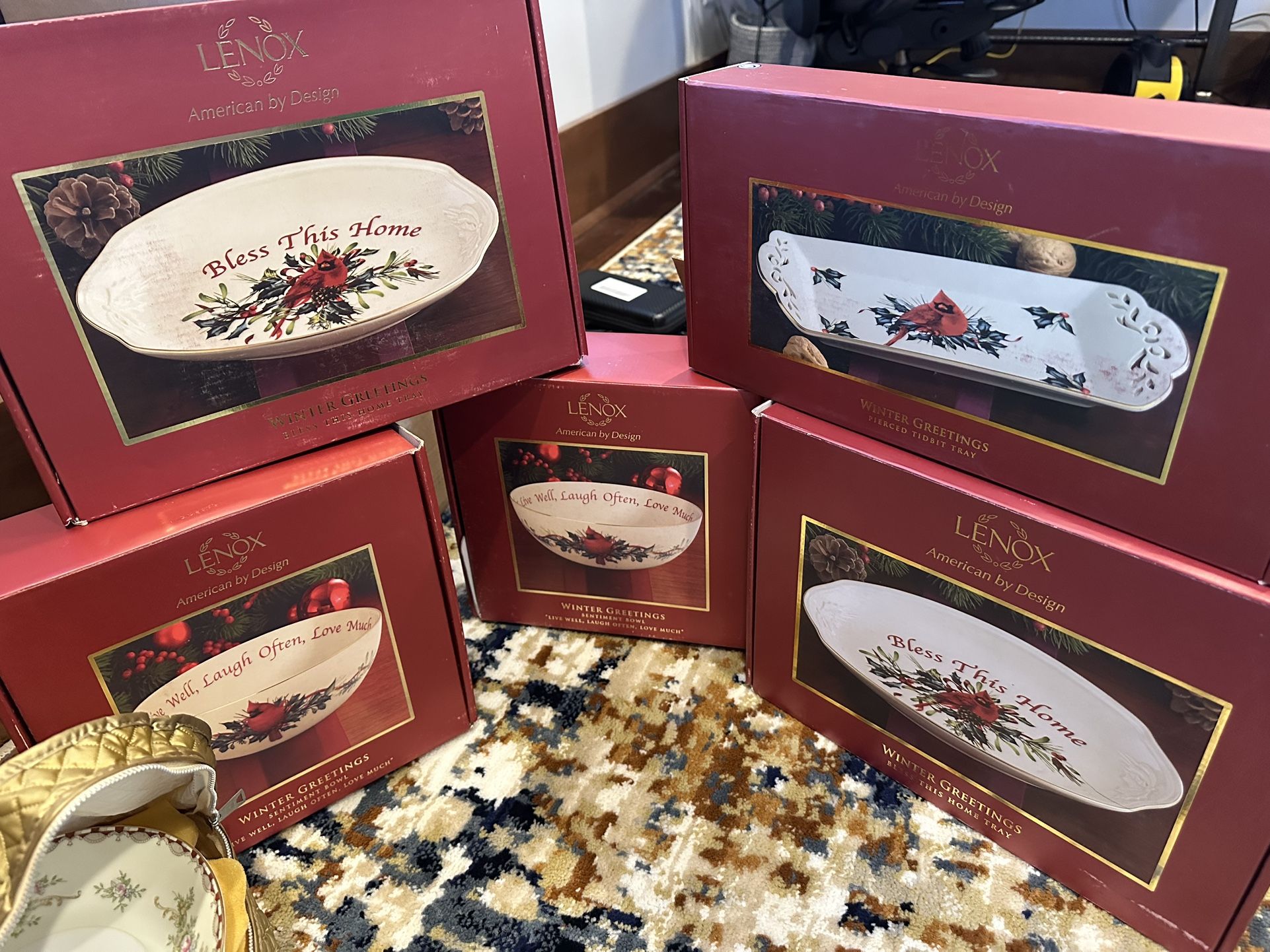 Lot of Lenox Cardinal Serving Bowls and Tray