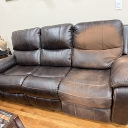 Updated. Power Recliner Leather sofa 