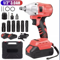 1200Nm Cordless Impact Wrench Gun 1/2'' Brushless High Power Driver W/2*Battery New