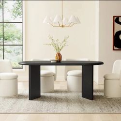 *Barely Used* Modern Black Oval Dining Table — 72” x 38” x 32”