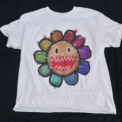 White flower graphic tee