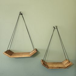 (2 Pcs for $10) Hanging Wooden Shelves Wall Decor