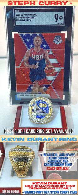 "Steph" Curry / KD Kevin Durant Combo Set Gem Card and NBA Championship Ring