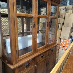 Kincaid China Hutch, solid wood, 2 piece set $350