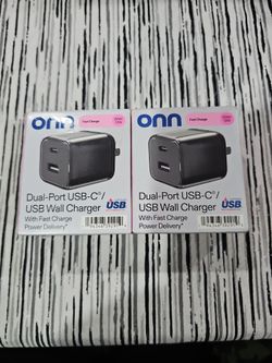 Onn Dual-Port USB-C / USB Wall Charger (2-Pack)