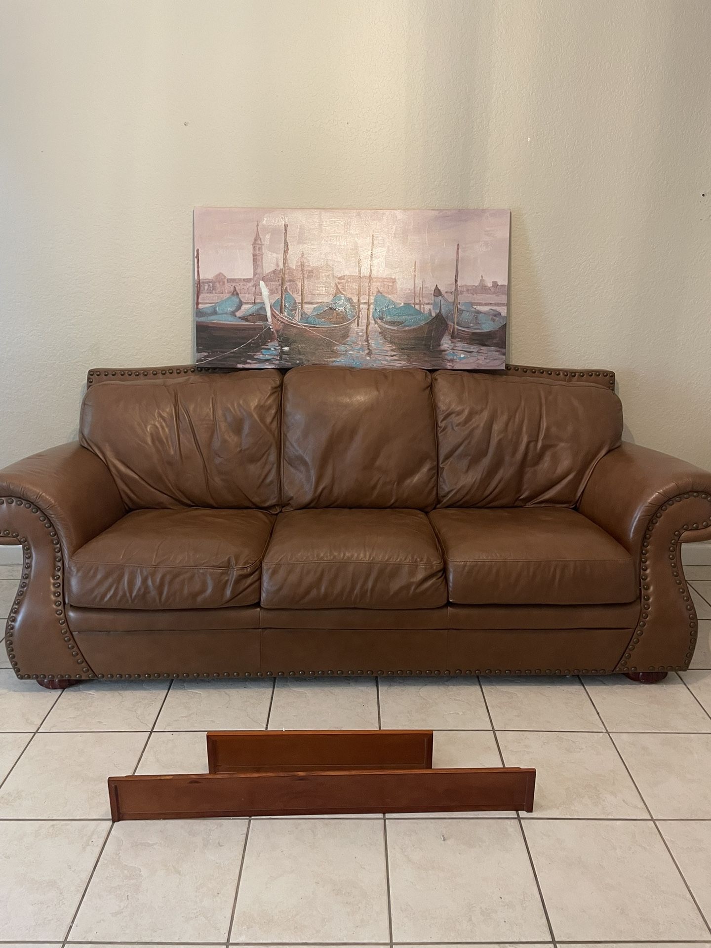 Real Leather, Table, Shelves, King Bed Top Frame!