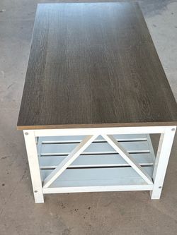 Farmhouse Coffee Table with Lower Shelves