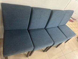 Set of 4 Blue Upholstered Dining Chairs New