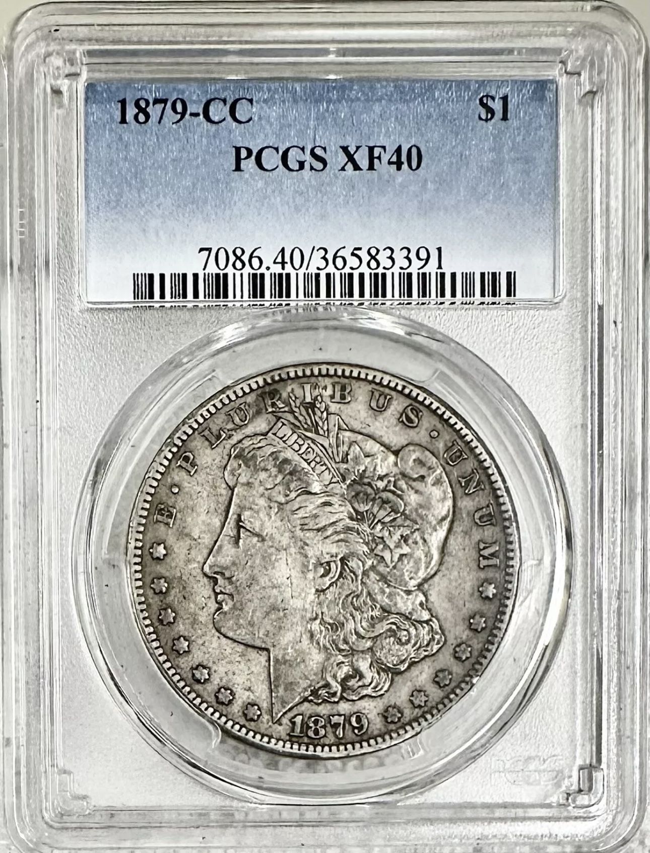 1879 CC MORGAN SILVER DOLLAR PCGS XF40
