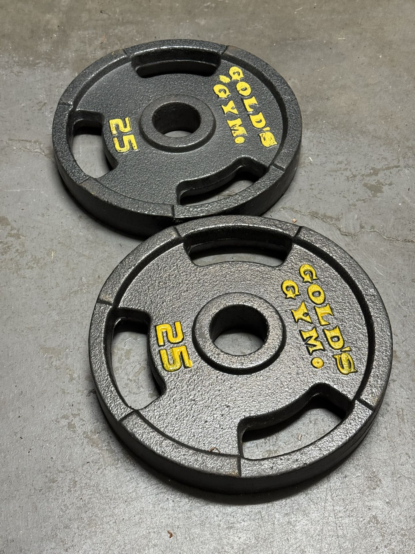 Pair Of 25 Pound Gold’s Gym Olympic Weights