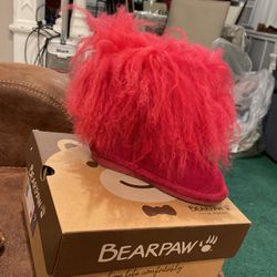 Toddler Pink Furry Bear paw Boots
