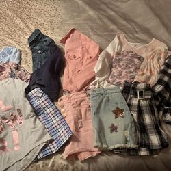 Girls Justice Large Lot Outfits Skirts Shirts Jean Jackets