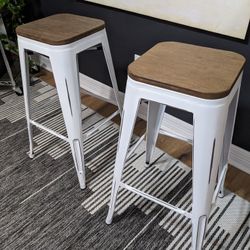 30" White Metal Stools 