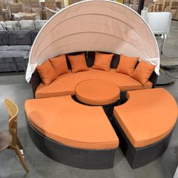 87” Daybed Patio Furniture, Patio Furniture, Outdoor Furniture, Round Patio Furniture, Wicker Sofa, Patio Couch, Round Patio Bed, Canopy Patio Couch