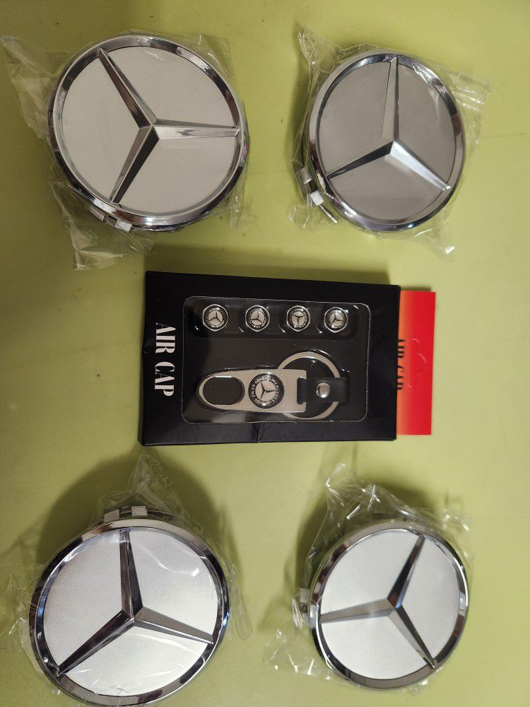 Mercedes-Benz Wheel End Caps, Air Caps And Key Chain. New