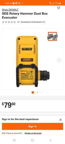 DEWALT DWH079D Dust Box Evacuator $30