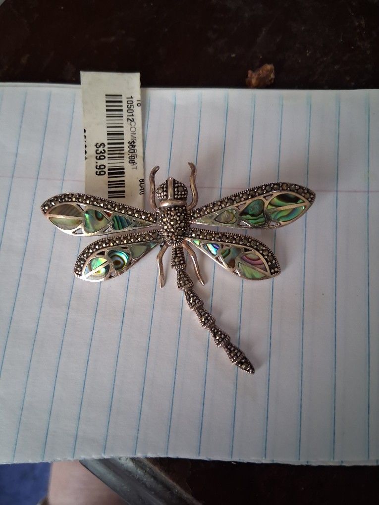 New Sterling Silver Dragonfly Pin 3 Inch