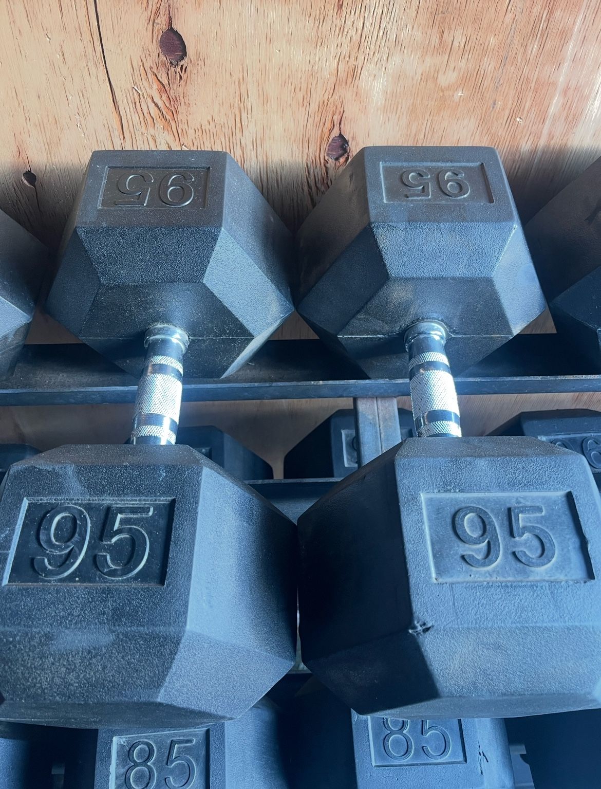 95 lbs Hex Rubber Dumbbell Weights…. Home Gym Fitness…