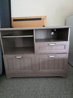 Versatile Home Office Desk / Media Console with Built-In Power Hub & Wheels