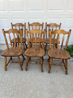 Set of 6 Wooden Dining Chairs