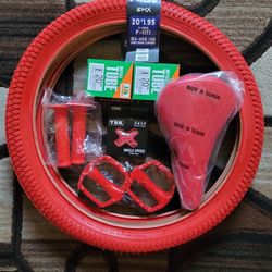 NEW Bicycle Bmx Parts Bundle 20" Red 