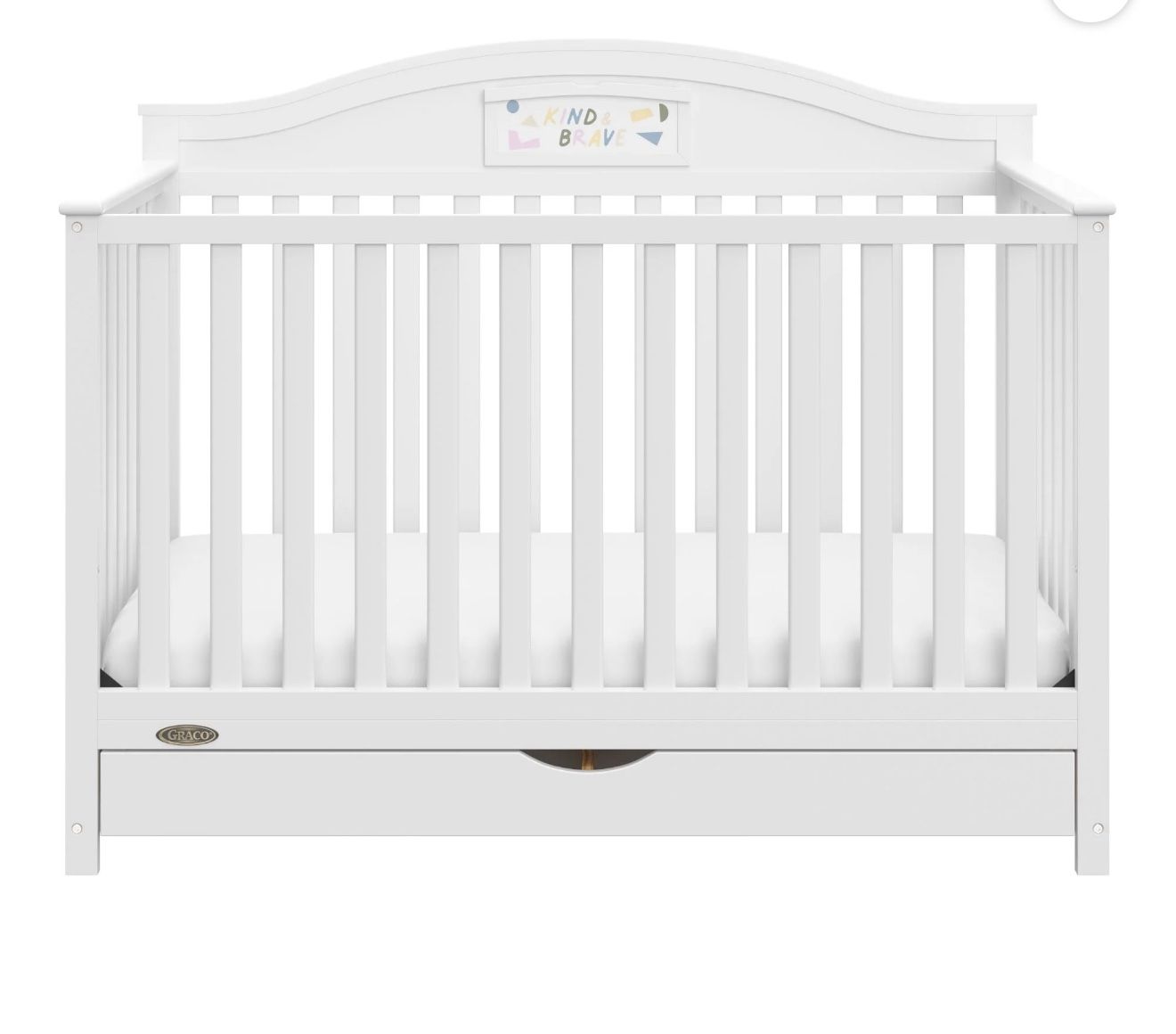 Graco Story 5-in-1 Convertible Baby Crib with Drawer and Reversible Headboard, White