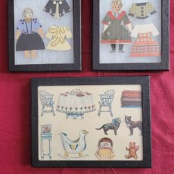 Antique Collection of Children Cut-Outs FRAMED