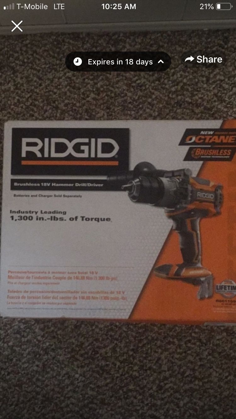 Rigid 18v hammer drill