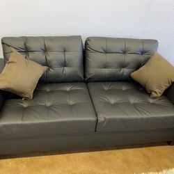 New 2pcs Black Sofa Set 