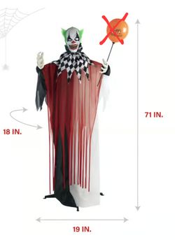 Haunted Hill Farm Life-Size 7 Ft. Animatronic Clown with Lights Sound NO BALLOON