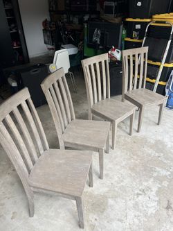 4 Dining Gray Wooden Chairs Set