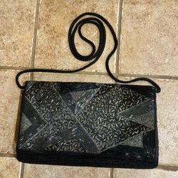 Vintage Carla Marchi Beaded Evening Purse Black