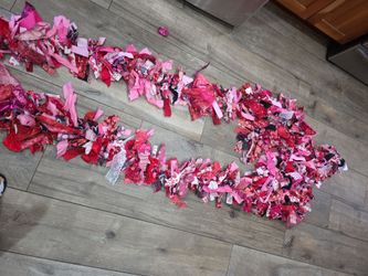 Red and Pink Fabric twinkle light garland