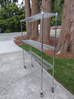 Large commercial grade rolling wire rack/ 4 teir Shelf storage