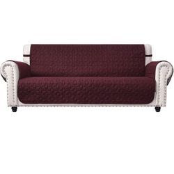 Couch Sofa Slipcover 100% Waterproof Nonslip Quilted Furniture Protector Slipcover for Dogs, Children, Pets Sofa Slipcover Machine Washable (Burgundy,
