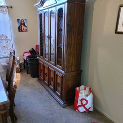 Beautiful Solid Wood Hutch And Table 