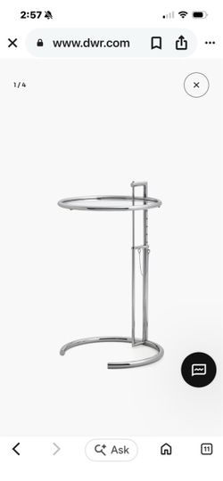Adjustable Chrome Glass Top End Table