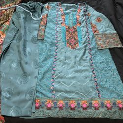 Pakistani Indian Shalwar Kameez Outfit Desi Wear Embroidered Chikan Kari 