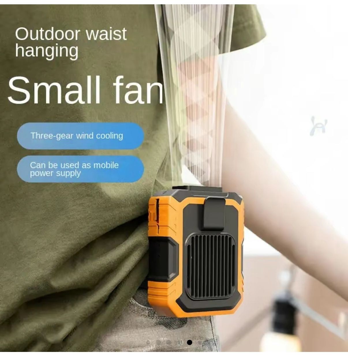 Outdoor Wind Clip Waist Portable Refrigeration Hanging Waist Fan With Lights USB Power Bank