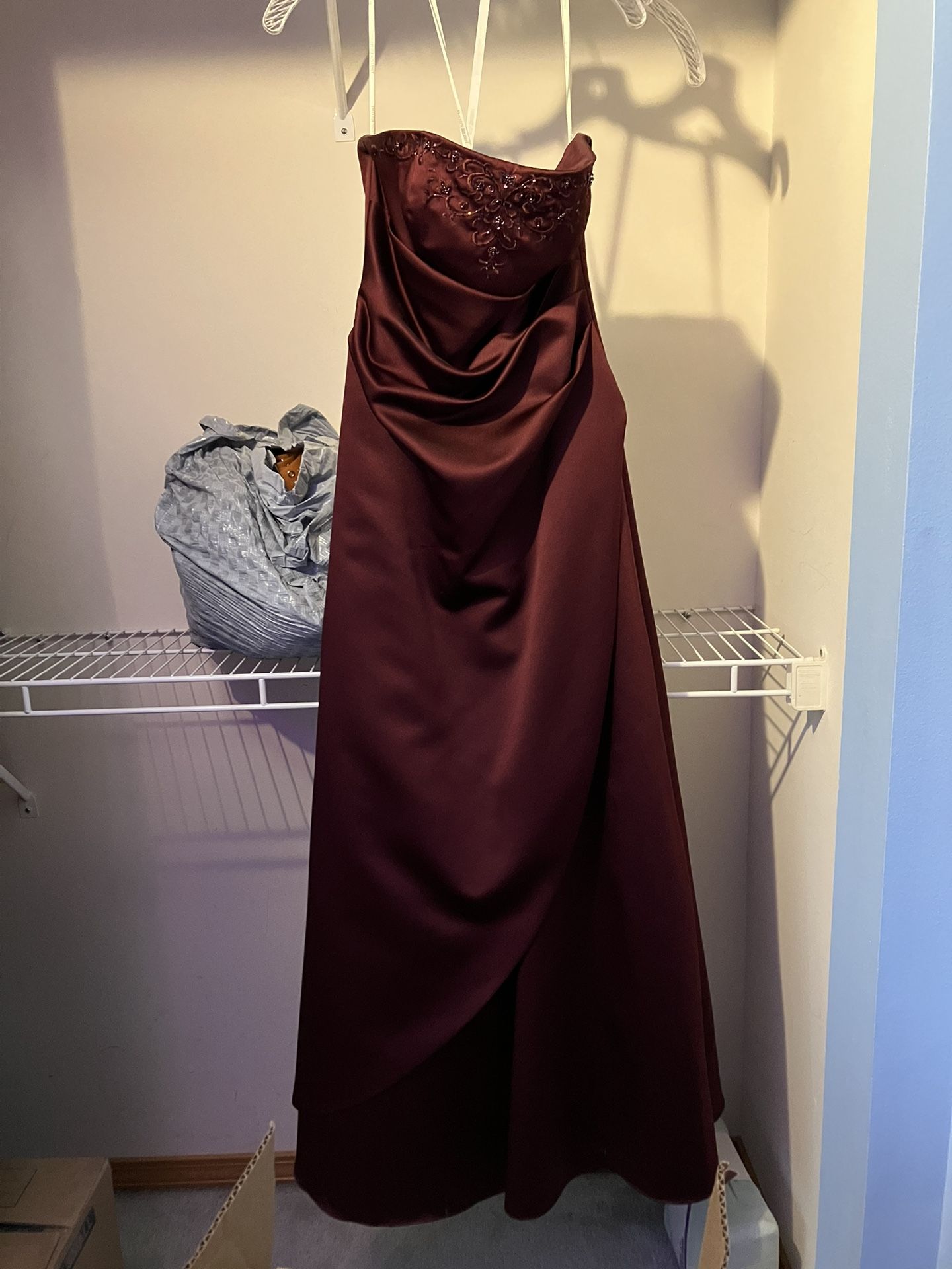 maroon/wine brides maid dress