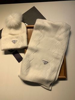 Prada Hat + Scarf! white 