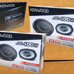 Kenwood Excelon Single Din Stereo CD Bluetooth USB Aux Am Fm 6x9 Inch 3-Way Coaxial Speaker System 800 Watts Package 🚨 Payment Options Available 🚨 