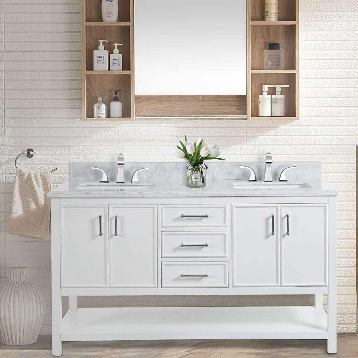 Bibbye 61'' Double Bathroom Vanity with Marble Top