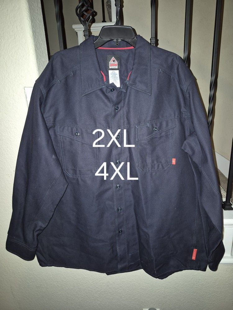 BULWARK FRC IQ SERIES LIGHT WEIGHT CONFORT NAVY BLUE BUTTON UP SHIRTS